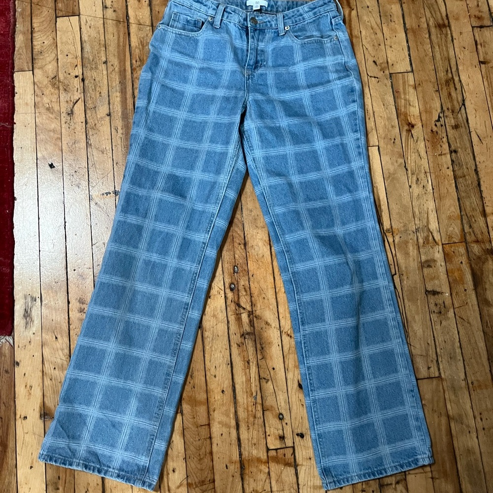 Blue Checkered Women's Jeans